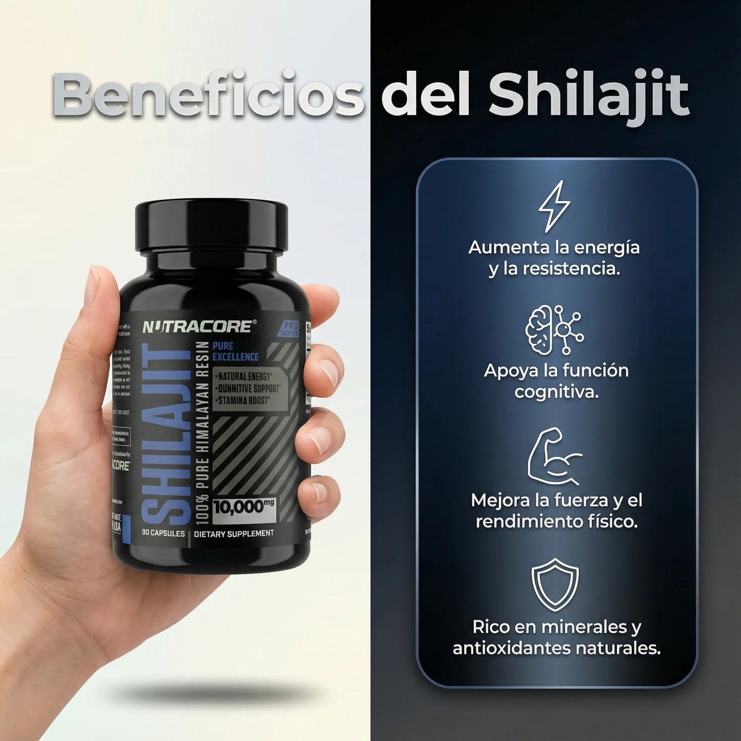 Cápsulas de Shilajit 100% Puro del Himalaya 92 Minerales