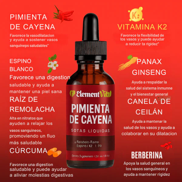 Cayenne Pepper Drops – Energía, rendimiento y confianza en cada gota.