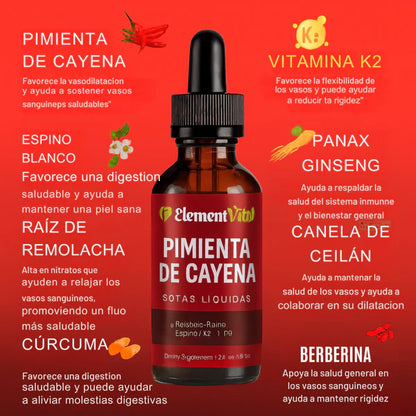 Cayenne Pepper Drops – Energía, rendimiento y confianza en cada gota.