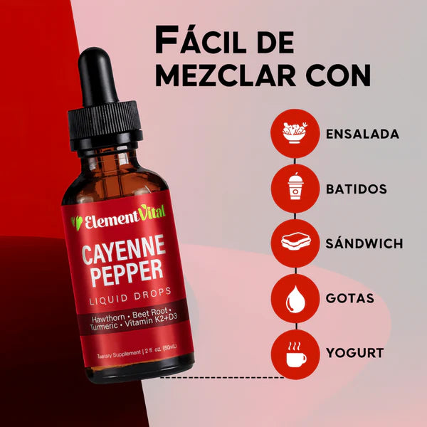 Cayenne Pepper Drops – Energía, rendimiento y confianza en cada gota.