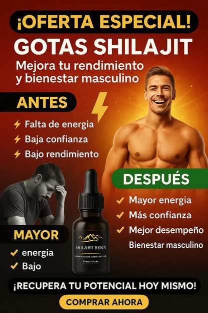 Gotas Shilajit Himalaya + Testosterona + Tamaño + Enegia + Rendimiento Sexual